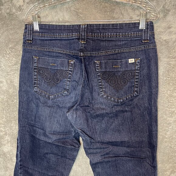 LEI Juniors Y2K Ashley Trouble Dark Wash Stretch Mid Rise Bootcut Denim Jean 11 - Picture 1 of 13
